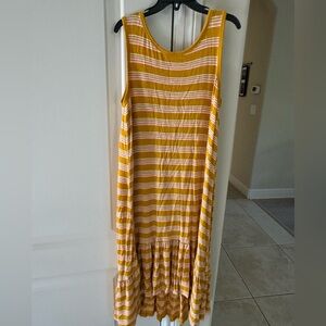Yellow Striped Sleeveless Dress